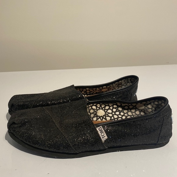 Toms Black Sparkly Shoes - Picture 1 of 8